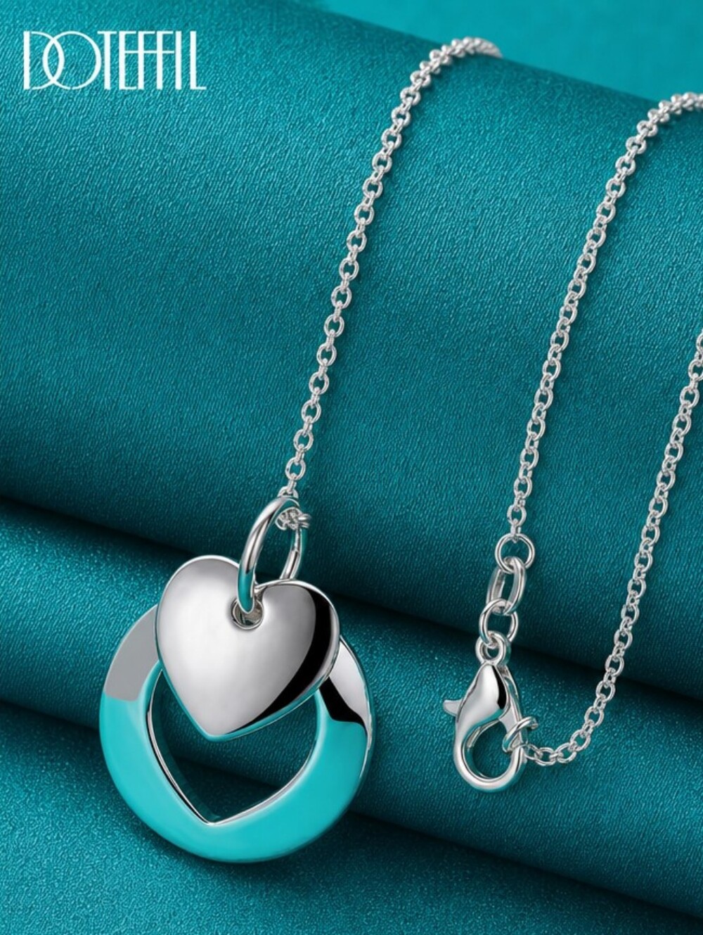 DOTEFFIL-Double Heart Pendant Necklace-925